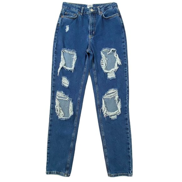 BDG Urban Outfitters Mom Jeans Womens size 26 Destroyed High Rise Tapered Blue - Picture 1 of 12
